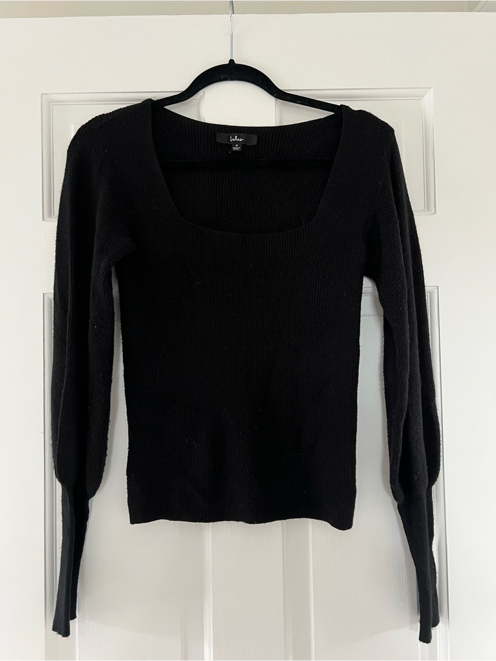 Lulu's Black Ribbed Scoop-Neck Long Sleeve Sweater